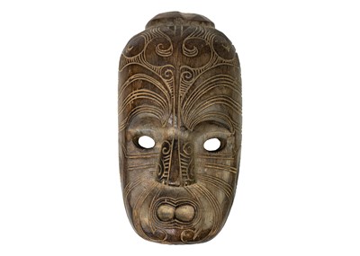 Lot 232 - A wood carved Maori mask.