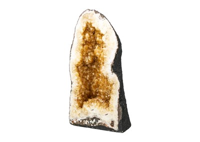 Lot 84 - A stunning citrine quartz 'cathedral' geode of large proportions.