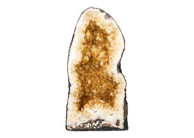 Lot 84 - A stunning citrine quartz 'cathedral' geode of large proportions.