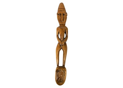 Lot 225 - A possible Polynesian wood carved male figural ladle