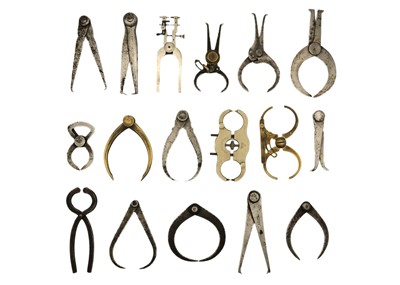 Lot 260 - A selection of watchmakers calipers, clamps, dividers and parallel calipers.