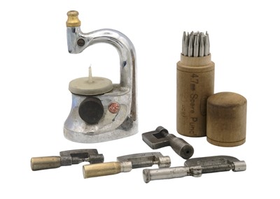 Lot 257 - A watchmaker's staking set together with four various micrometers.