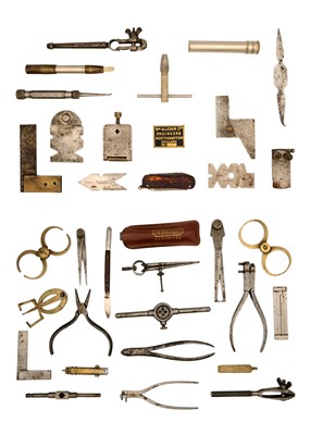 Lot 254 - A selection of watchmaker's small dividers hand vices and various other tools.