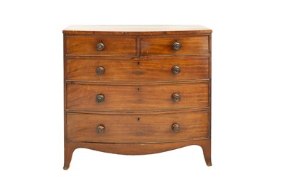 Lot 657 - A 19th century mahogany bow fronted chest of drawers.