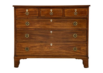 Lot 604 - A 19th century mahogany and boxwood strung chest of drawers