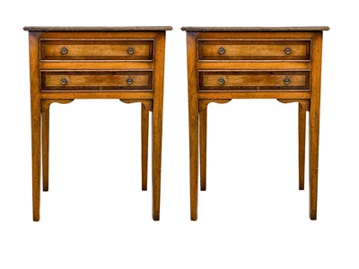 Lot 615 - A pair of Georgian style yew veneered bedside tables.