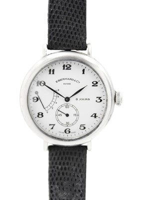 Lot 162 - EBERHARD & CO - A Days 8 Jours power reserve stainless steel gentleman's wristwatch.