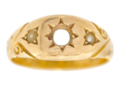 Lot 37 - A Victorian high purity hallmarked gold (tests 14ct) gypsy set ring.  indecipherable