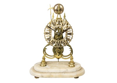 Lot 575 - An English brass cathedral skeleton clock.
