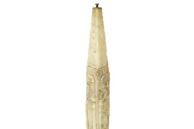 Lot 98 - An Egyptianesque alabaster obelisk lamp standard.