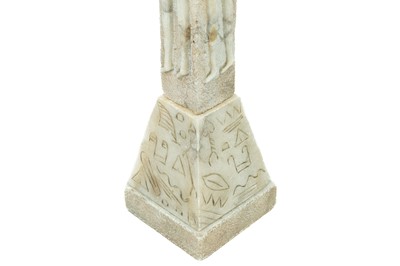 Lot 98 - An Egyptianesque alabaster obelisk lamp standard.