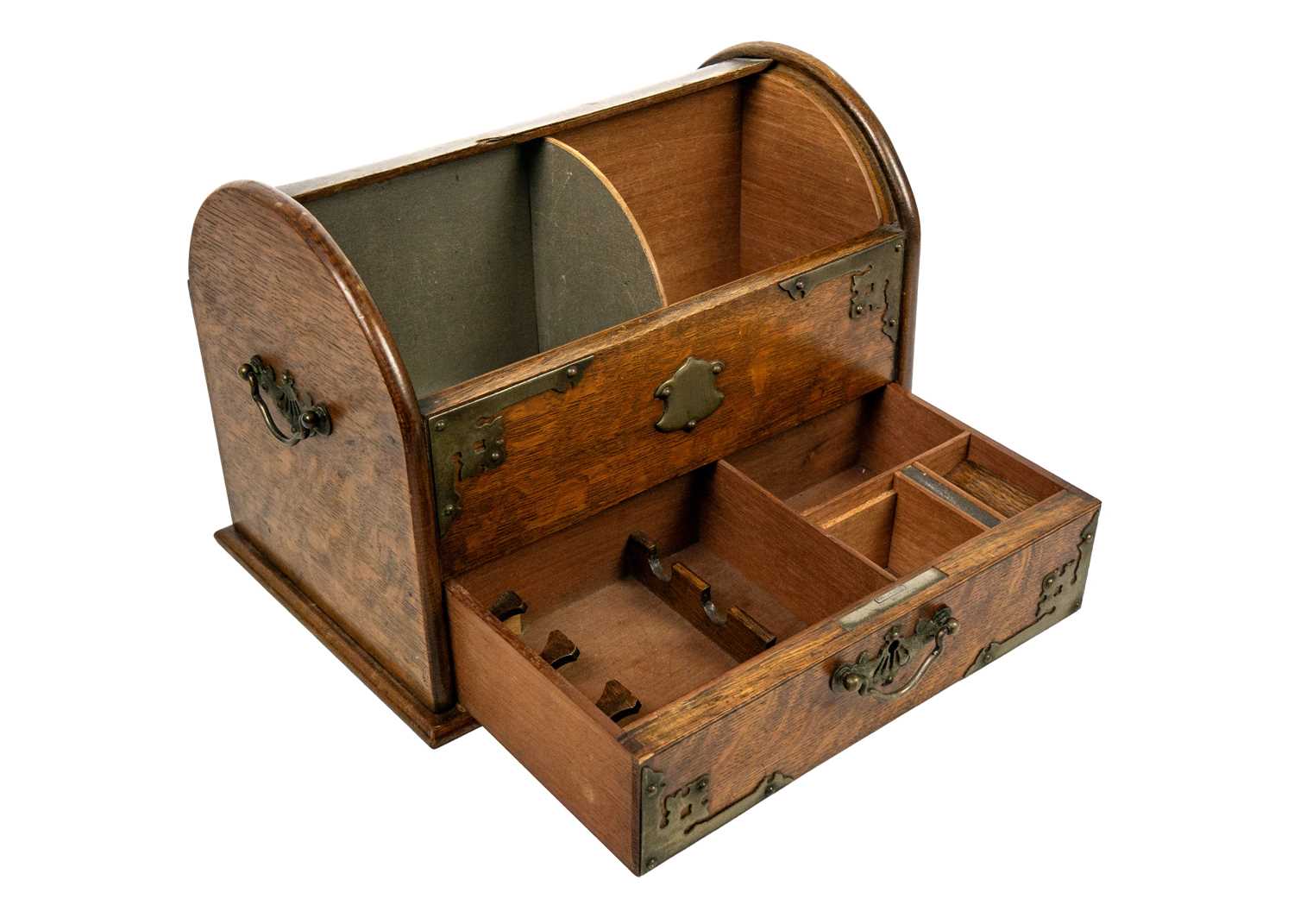 Lot 71 - An Edwardian oak dome top smokers compendium.