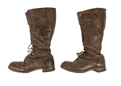Lot 88 - A pair of early tan leather motorcycling boots.