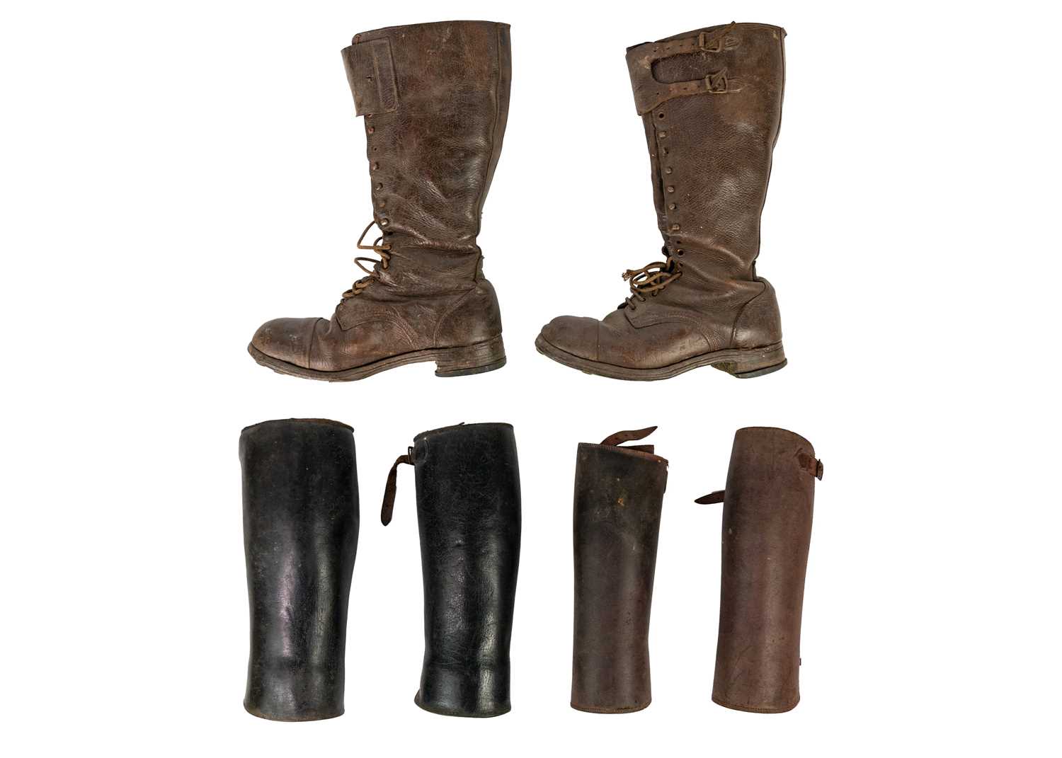 Lot 88 - A pair of early tan leather motorcycling boots.