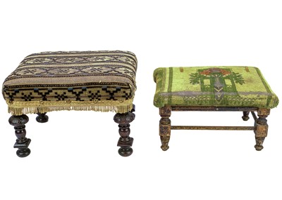 Lot 628 - A walnut frame footstool.