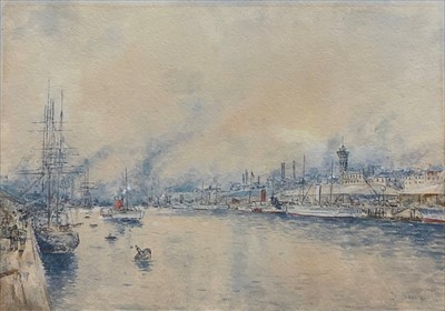 Lot 197 - David SMALL (1846-1927) Dockside Scene Pencil...