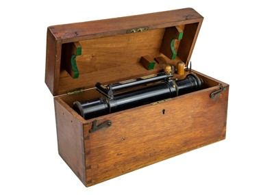 Lot 284 - A surveyor's black lacquered brass theodolite.
