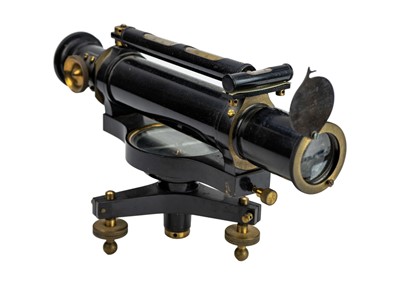 Lot 284 - A surveyor's black lacquered brass theodolite.