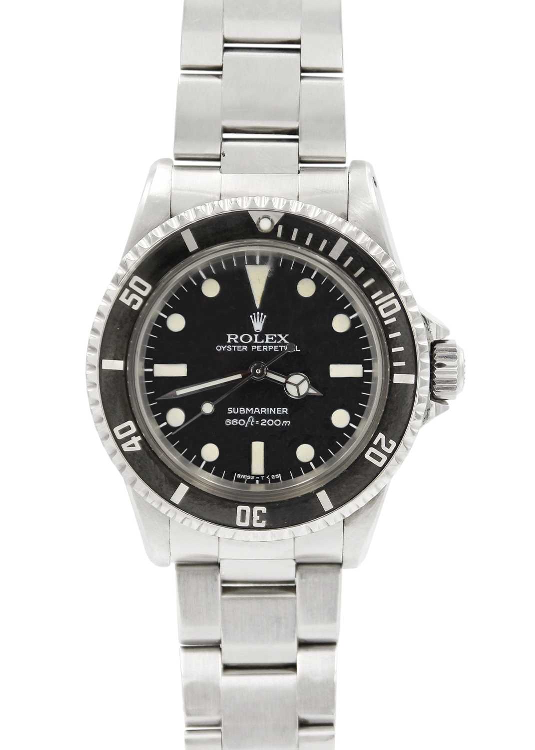 Lot 168 - ROLEX - An Oyster Perpetual Submariner stainless steel gentleman's wristwatch, ref 5513, circa 1978.