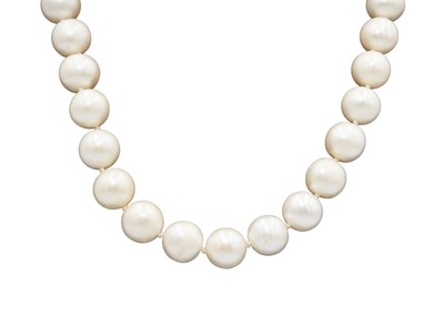 Lot 62 - An impressive string of large white cultured pearls.