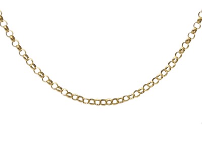 Lot 67 - A 9ct belcher link necklace.