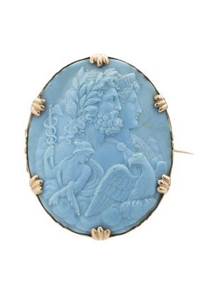 Lot 168 - A 19th century Neo-Classical composite turquoise cameo mounted in rose gold.