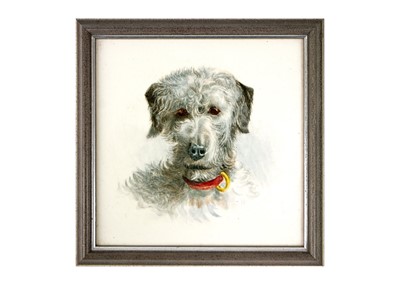 Lot 1464 - A Minton square tile painted with a portrait of a Dandy Dinmont terrier