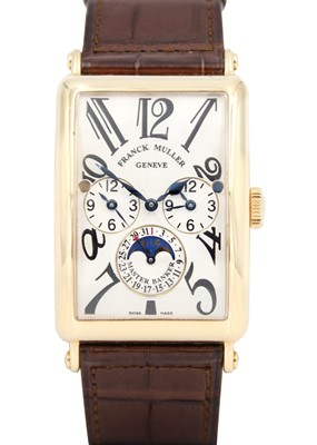 Lot 127 - FRANCK MULLER - A Long Island Master Banker Lune 18ct rose gold gentleman's automatic wristwatch.