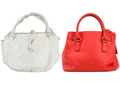 Lot 347 - A Celine white calf skin leather handbag and a Michael Kors red Saffiano leather handbag.