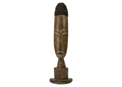 Lot 228 - An African wood carved tall bust.