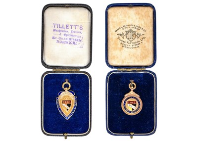 Lot 203 - Norfolk County Football Association - gold fobs x2