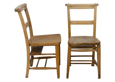 Lot 1710 - A set of five various Sunday school Art & Crafts style chairs.