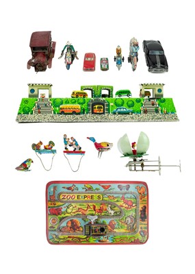 Lot 738 - Tinplate Toys - quantity including cars and motorcycles