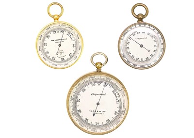 Lot 309 - A brass pocket compensated aneroid barometer by T.A.R.S & W Ltd.
