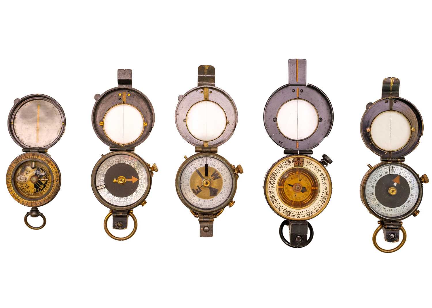 Lot 315 - A WW I era lacquered brass compass by