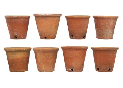 Lot 540 - Eight hand thrown terracotta plant pots.