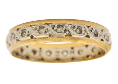 Lot 192 - An 18ct and Palladium diamond set full eternity ring.