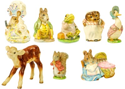 Lot 440 - Seven Beswick Beatrix Potter figures with gold backstamps.