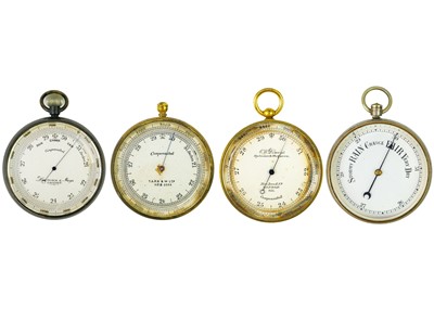 Lot 290 - An early 20th century silvered brass aneroid pocket barometer by Lawrence & Mayo London.