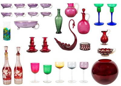 Lot 385 - A collection of coloured glass.