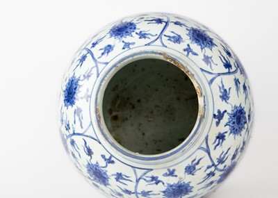 Lot 126 - A Chinese blue and white porcelain ovoid jar, Ming Dynasty.