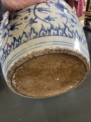Lot 126 - A Chinese blue and white porcelain ovoid jar, Ming Dynasty.