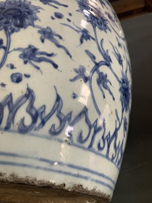 Lot 126 - A Chinese blue and white porcelain ovoid jar, Ming Dynasty.