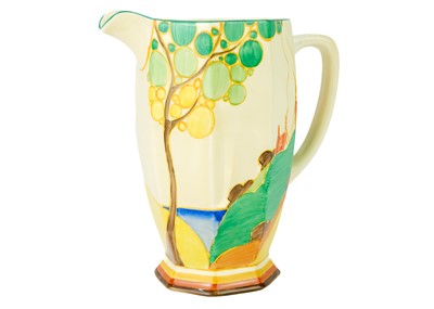 Lot 744 - A Clarice Cliff Seven Colour Secrets pattern Athens jug.