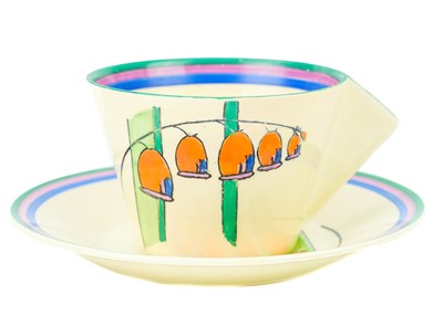 Lot 740 - A Clarice Cliff Solomons Seal pattern conical cup, saucer and dinner plate.