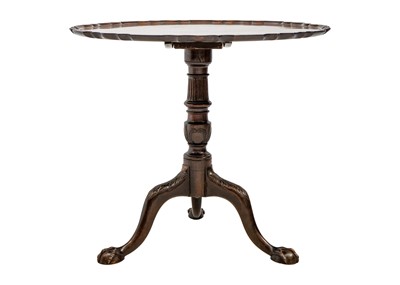 Lot 1721 - George III style mahogany pie crust tilt top tripod table.