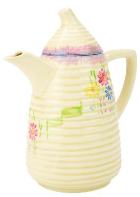 Lot 739 - A Clarice Cliff Lynton shape coffee pot and cover.