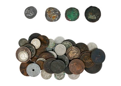 Lot 25 - Early Greek / Roman coins (x4) plus other British / Foreign coinage