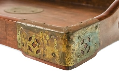 Lot 90 - A set of three graduated Chinese hardwood and brass trays.