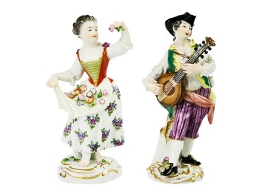 Lot 429 - A Meissen porcelain figure of a lute player.